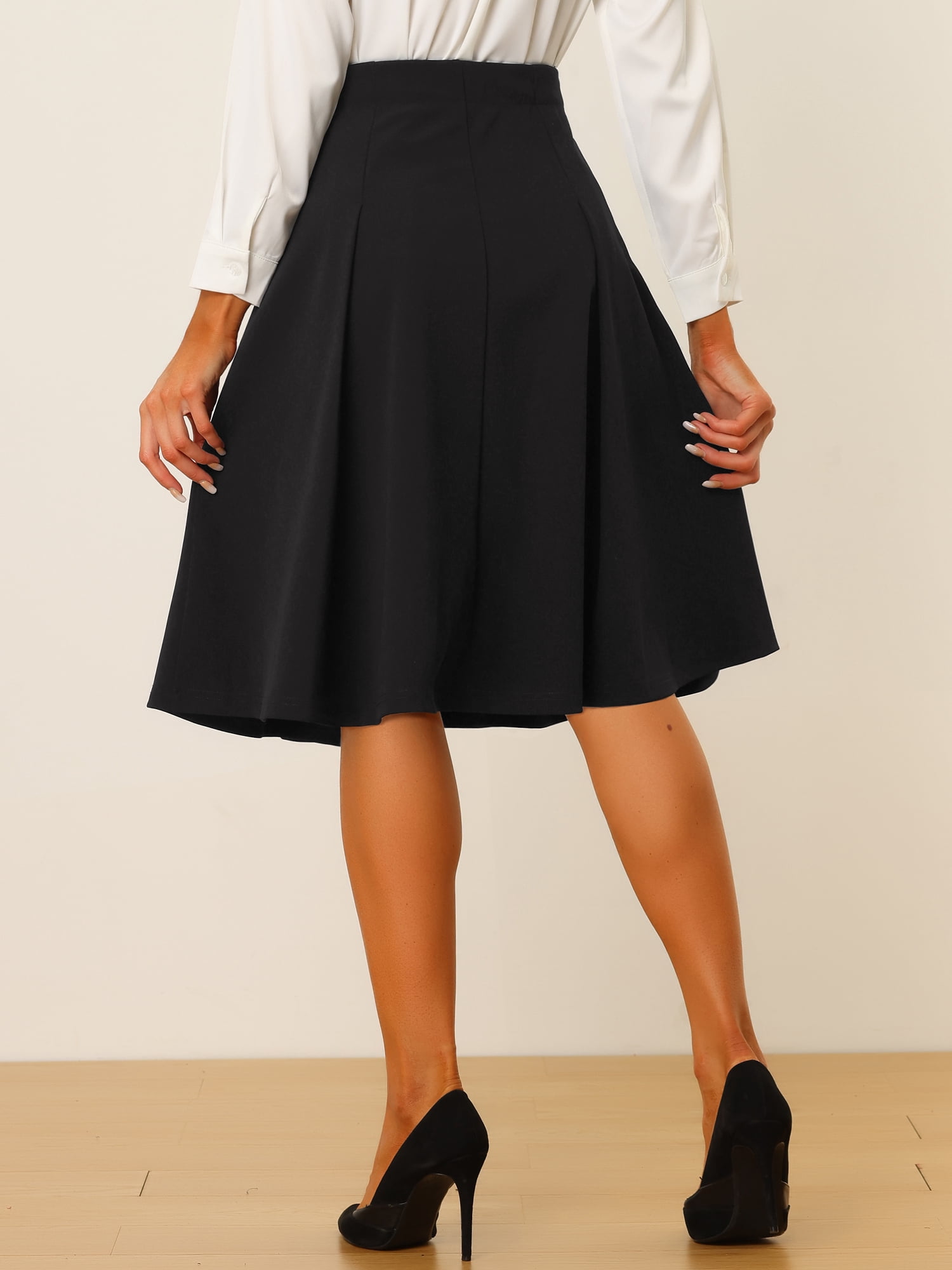 DARING DIVA Women's Button Decor Flared Midi Skirt 2XL Black