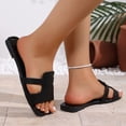 thumbnail image 4 of KIJBLAE Women's Wrap Cross Strap Single Band Flat Sandals, Wide Width Open Toe Non Slip Casual Beach Slippers for Summer Black 42, 4 of 7