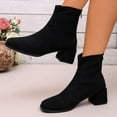 thumbnail image 5 of Wowcloth Women's Winter Suede Ankle Boots – Retro Block Heel with Rear Zipper for Fashionable Everyday Winter Wear, 5 of 9