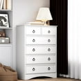 thumbnail image 2 of Frmobepts 6 Drawer Dresser, Tall Wood Chest of Drawers Dressers for Bedroom, Living Room, White, 2 of 8