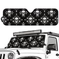 thumbnail image 2 of Psesaysky Gothic Skull Floral Print Windshield Sun Shade for Car Off-road Vehicle SUV Truck (52.95x16.14 Inches), Sun Shade Windshield, Shades for Windows, Protector Blocks UV, Funny Car Decor, 2 of 7