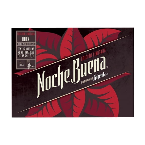 Cerveza Bohemia Noche Buena 12 pzas de 355 ml c/u