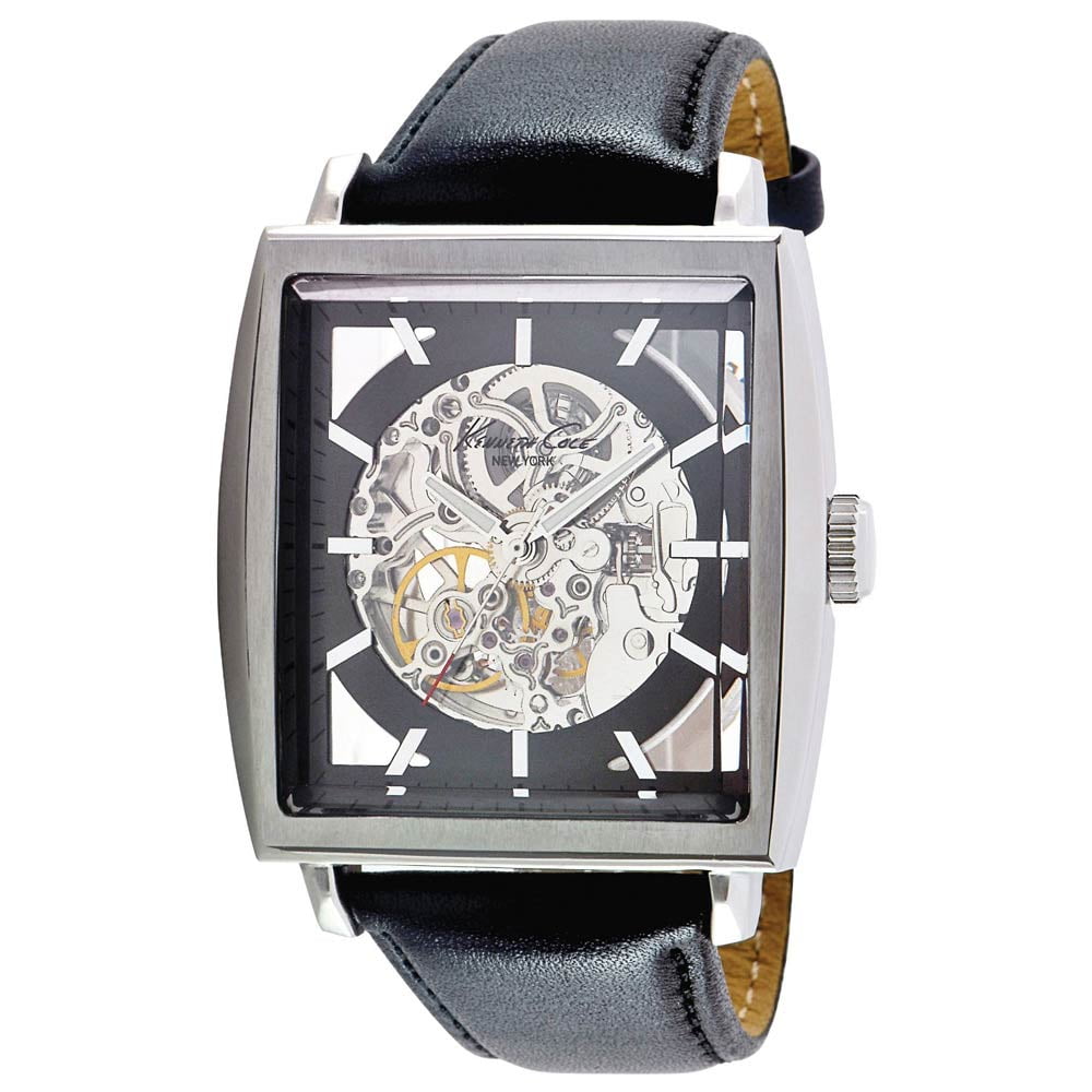 Cole New York Men's KC1721 New York Silver Skeleton Dial Black