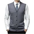 thumbnail image 2 of ZRGHAOYLQ Men's Button Down Sweater Vest Dressy Casual V Neck Cardigan Sweaters Lightweight Sleeveless Knitted Vests for Work Office, 2 of 5