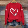 thumbnail image 6 of SYMOID Womens Pet Lover Sweatshirt - Red Heart Paw Print Graphic, Casual Loose Fit Crew Neck, 100% Polyester Cute Animal Themed Easy Care Top,Size L, 6 of 6