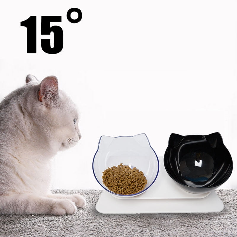 New Elevated Cat Bowl with Stand, 15° Transparent Tilted Raised Pet