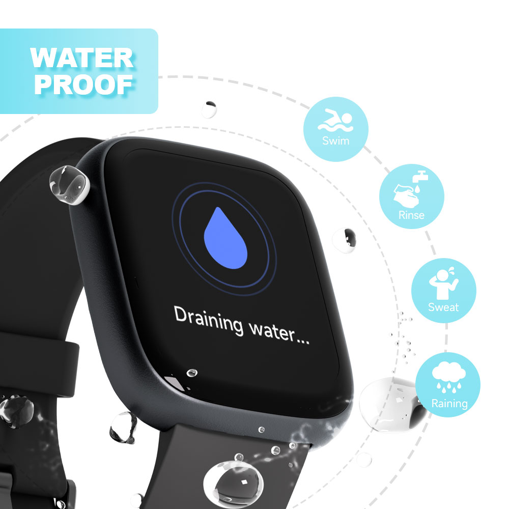 TOOBUR Smart Watch for Women, 1.83" Fitness Tracker Watch with Step Tracker/Pedometer/Sleep, IP68 Waterproof Smartwatch Calls Compatible iOS Android Black