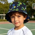 thumbnail image 2 of Krdevn Cartoon Excavator Print Reversible Kids Wide Brim Sun Hat Lightweight Breathable Beach Cap for Boys Girls, 2 of 6