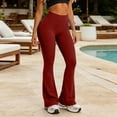 thumbnail image 4 of SETOOFF Women High Rise Flare Leg Yoga Pants Side Pockets Stretch Bootcut Workout Trousers Pull On Athletic Bottoms Gym Training Street Walking Loungewear Casual Daily Fitness Running Pants, 4 of 5
