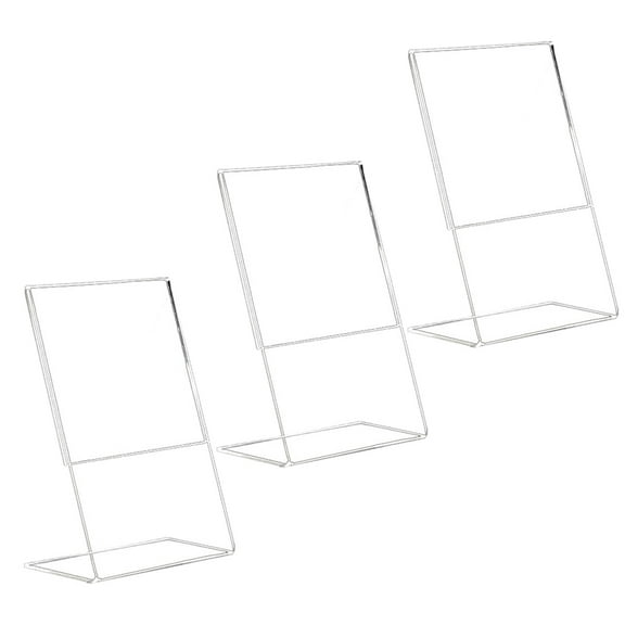 Topbathy 3Pcs Transparent Acrylic Display Stand L Shaped Desktop Rack for Flyer Menu Storage Use