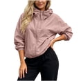 thumbnail image 2 of Snorda Womens Jacket Full Zip Windbreaker Jacket Long Sleeve Coat with Pockets Casual Loose Fits Solid Color Jackets For Fall Daily Outing Wear, 2 of 6
