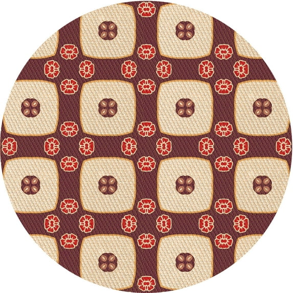 Ahgly Company Indoor Round Patterned Pastel Orange Area Rugs, 5' Round