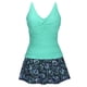 thumbnail image 5 of Trajes de baño tankini para mujer Traje de baño conservador con fruncido estampado y cuello en V de cintura alta para mujer Conjunto dividido Traje de baño de dos piezas para mujer, 5 of 6
