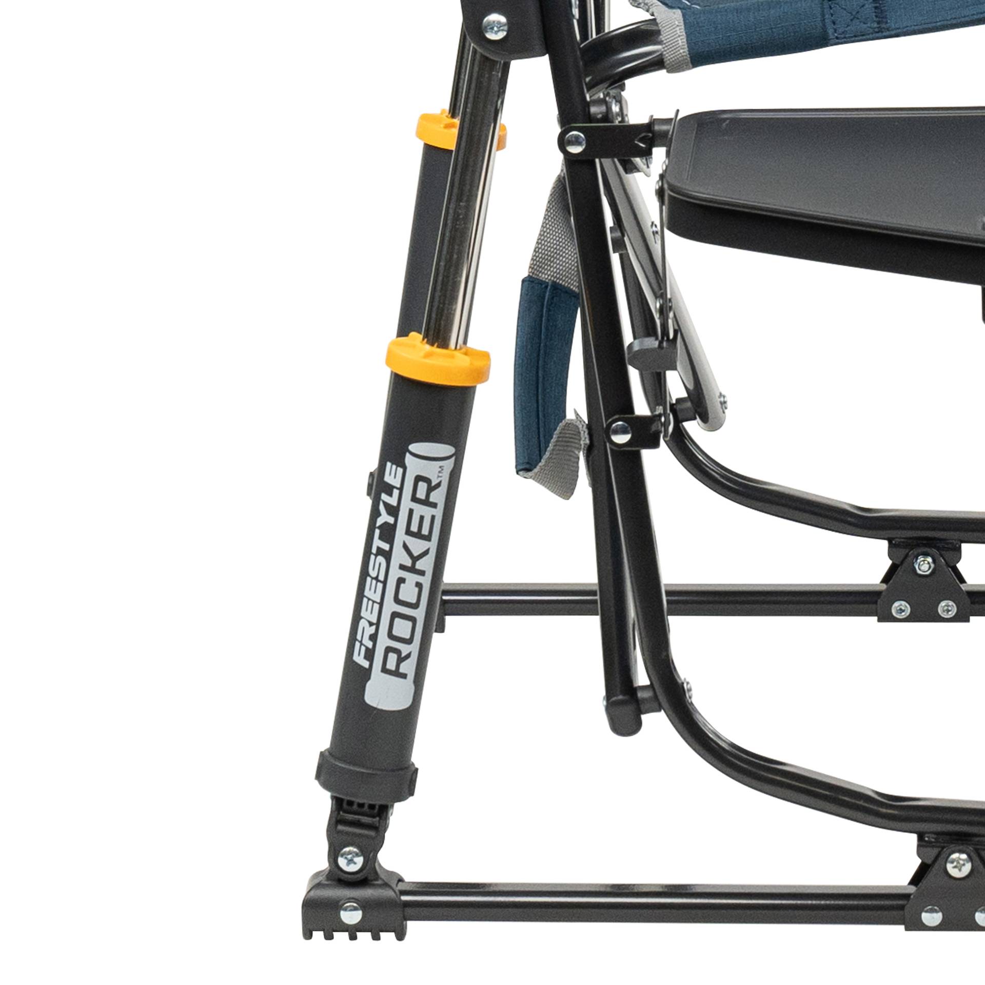 GCI Outdoor Freestyle Rocker with Side Table Foldable Rocking Camp Chair, Heathered Indigo
