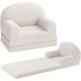 thumbnail image 1 of Comfy 2-in-1 para niños couch: fold-out convertible para niños pequeños sofa to lounger - soft sherpa foam chair gift para girls & boys (beige moon), 1 of 7