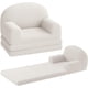 thumbnail image 1 of Comfy 2-in-1 para niños couch: fold-out convertible para niños pequeños sofa to lounger - soft sherpa foam chair gift para girls & boys (beige moon), 1 of 7