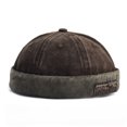 thumbnail image 1 of Washed Docker Beanie Brimless Cap Hat Without Visor Solid Color Retro Vintage Street Style Spring Autumn Outdoor Gorras brown, 1 of 6