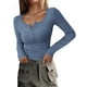 thumbnail image 1 of Remera PRETTYGARDEN 2025 Henley de Manga Larga Ajustada Azul Gris Talle S, 1 of 8