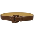 thumbnail image 3 of Women Western Style Trapezoid Buckle Fashion Faux Leather Feather edge Stitch Belt, 3 of 5
