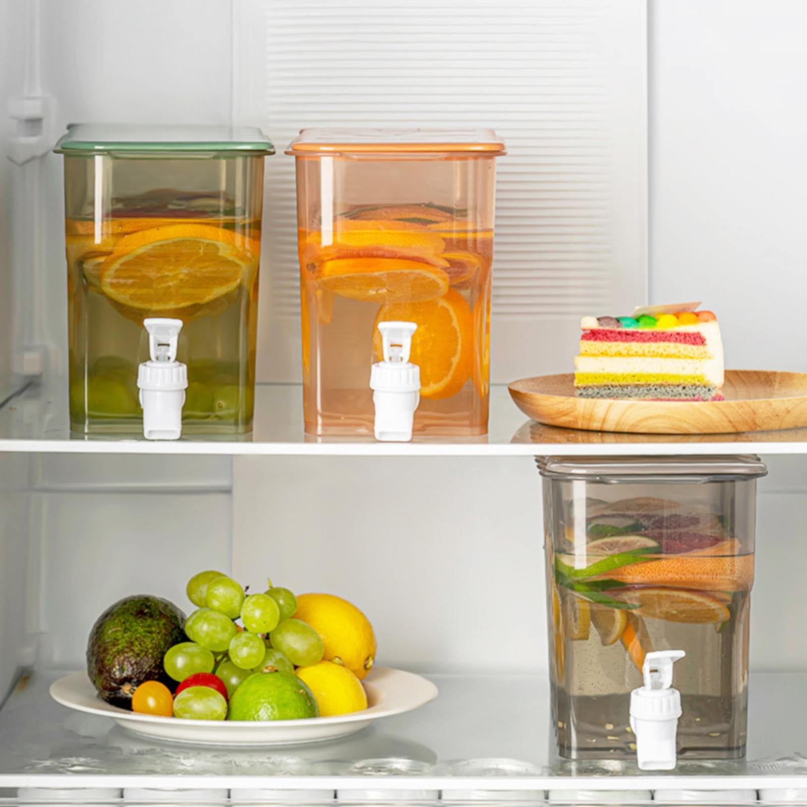 Storage Container, Ongmies Drink Dispenser for Fridge Beverage Liquid Drink Container for Party 1 Gallon Cold Water Pitcher Lemonade Stand Juice Jug, Storage Containers, Cold Water Bottle X2