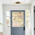 thumbnail image 3 of Kira Home Alston 14" Mid Century Gold, Frosted Glass Diffuser, Low Profile Dome Gold Ceiling Light, Cool Brass, 3 of 7