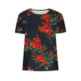thumbnail image 5 of Tnhcen Women's Summer Short Sleeve Printed Crewneck Tops | Plus Size Friendly S-3XL | Polyester Spandex Blend Casual Blouses, 5 of 6