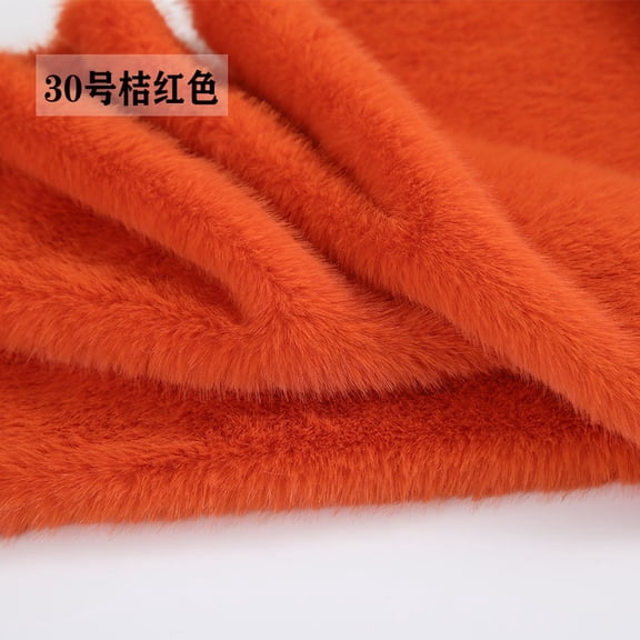 ERDOUY 19.69x19.69 Inch Short Pile Faux Fur Fabric, Soft Smooth Plush Material for Sewing, Crafts, Hobby Projects & DIY Craft Strips,Orange Red