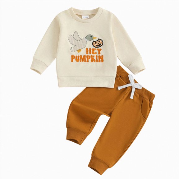 TOWED22 Toddler Baby Boy Halloween Outfit Print Graphic Long Sleeve Sweatshirt and Pants Fall Winter Set