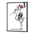 thumbnail image 3 of Designart 'Red Flowers With Japanese Cranes Bird Drawing' Traditional Framed Canvas Wall Art Print, 3 of 5