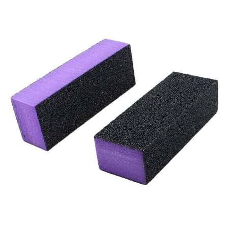Unique Bargains Nail File Buffer 2 Pcs Black Purple Shiner Buffing Block Sanding Tool