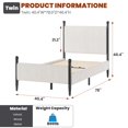 thumbnail image 2 of Yeshouse estructura de cama tapizada con cabecero de terciopelo, plataforma de tela de pana suave, soporte de listones de madera y patas resistentes, sin somier, silenciosa y fácil de montar, 2 of 8
