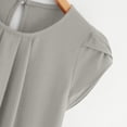 thumbnail image 6 of SDNall Puff Sleeve Chiffon&nbsp;Blouses for Women Chiffon Solid Color Short Sleeve Round Neck Casual Shirt Short Sleeve Blouse (Gray,Sizes:S-5XL), 6 of 9