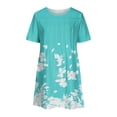 thumbnail image 3 of Midi Dresses for Women Summer Casual Loose Boho Floral Print Crewneck Short Sleeve Knee Length Ruched Dress with Pockets Spring Dresses for Women 2023, 3 of 7