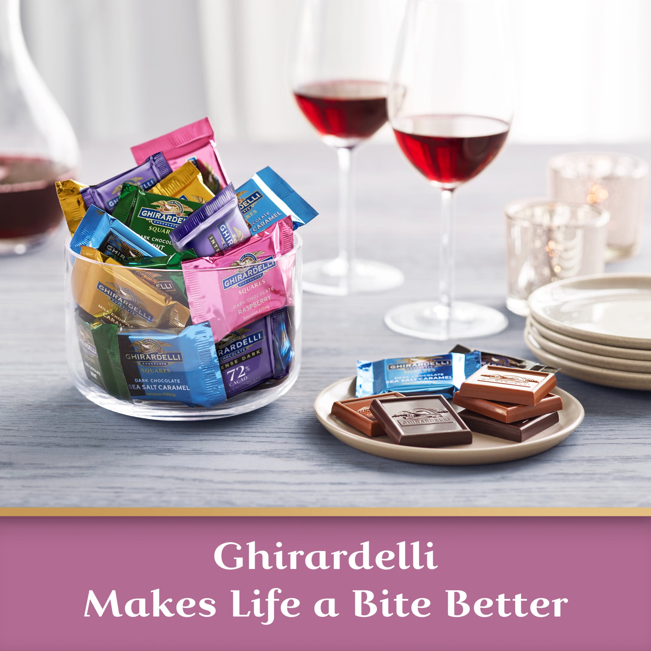 GHIRARDELLI Dark Chocolate Raspberry SQUARES, 9 oz Bag