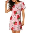 thumbnail image 2 of Strawberry Bear Women'S Nightgown Sleepwear Short Sleeves Nightshirt Loose Comfy Pajama 3x-Large, 2 of 8