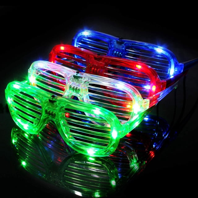 Gafas LED suministros para fiestas a granel, juego de 4 gafas iluminadas, persianas, cortinas, regalos de fiesta para niños, divertidas bolsas de fiesta iluminadas para niños y adultos TUNC Sencillez
