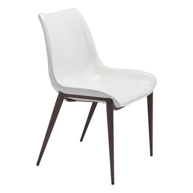 Zuo Modern Chaise de Salle à Manger Magnus, Décontractée, Enfants, Faux Cuir, Blanc & Noyer (Ensemble de 2)