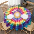 thumbnail image 3 of Rainbow Tie Dye Radial Pattern Round Tablecloth 60"x60",Wrinkle Wipeable Table Cloth for Kitchen Dining Room Picnic Patio Party, 3 of 6