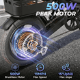 thumbnail image 3 of Ebike for Adults, 14 in Foldable Electric Bike with Basket, 500W Peak Motor, 36V 12Ah, 19 MPH, 15-35 Mile Range, UL 2849, Class 2 Commuter E Bike, 3 of 8