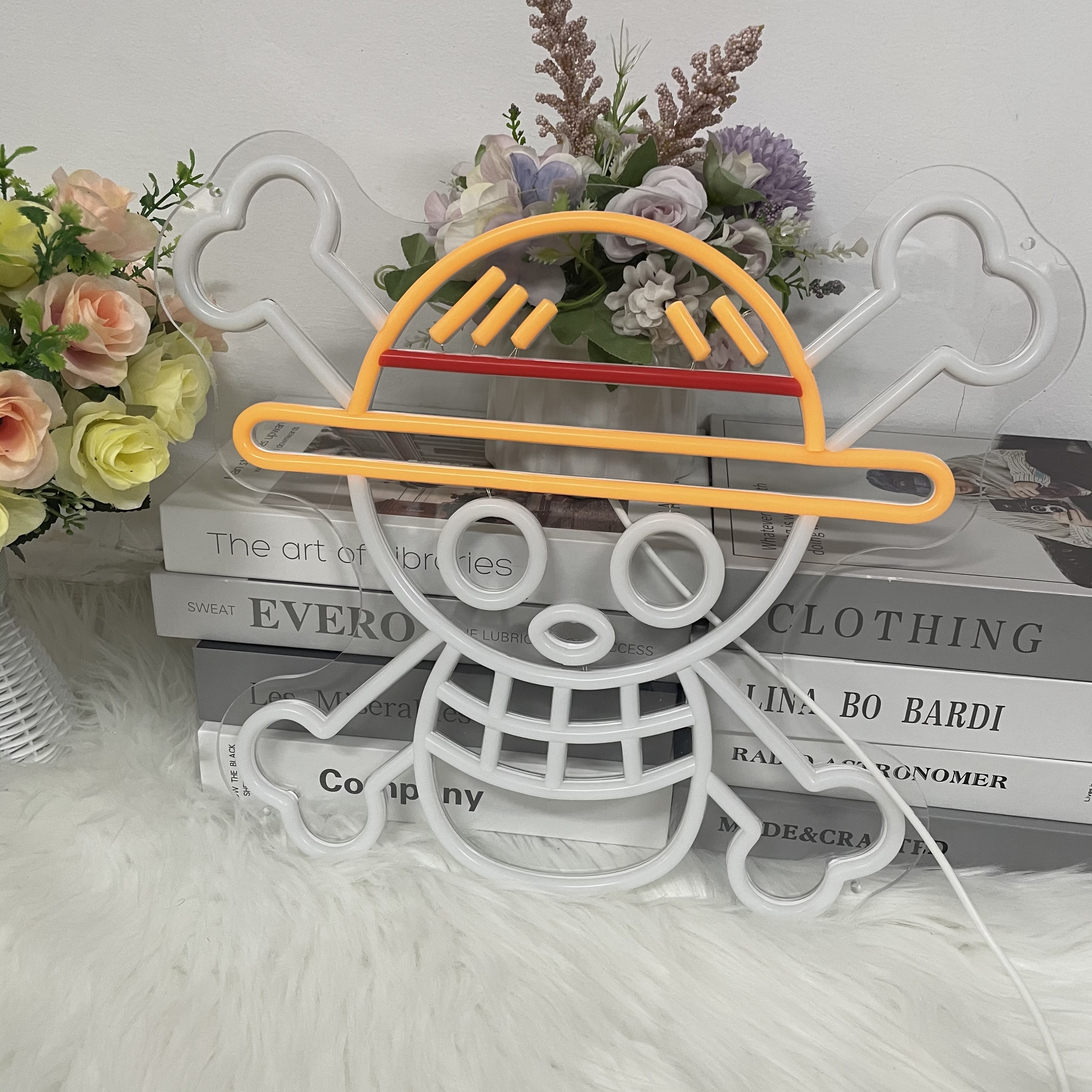 Neonium Anime Skull Neon Sign Custom Anime Skull LED Wall Decor One For Piece Anime Decor Skull Art (Yellow Color)
