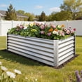 thumbnail image 5 of Dextrus 8x4x3ft Galvanized Metal Raised Garden Bed with Gloves, Support Rod & Rubber Edge for Outdoor Plants Veggies, Silver, 5 of 6