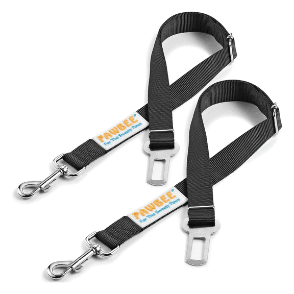 PAWBEE 2-Pack Dog Seat Belts for Cars - Adjustable Nylon Car Harness with Stainless Hooks, Safety Seatbelt Harnesses for Dogs, Durable Dog Car Seat Belt Clip, Essential Travel Accessories for Pets