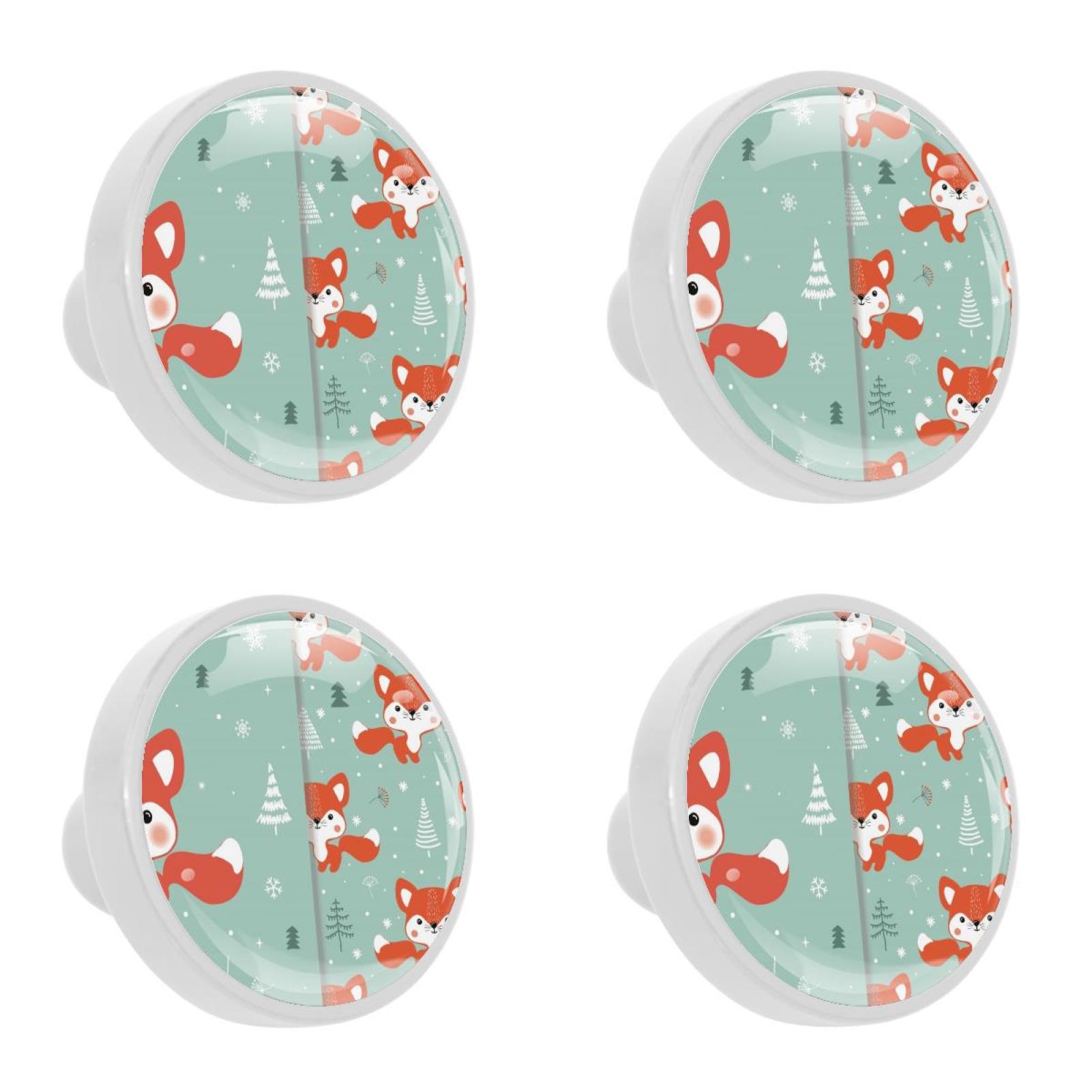 4 Pcs Fox Knobs for Kitchen Cupboard Dresser Bookcase Drawer