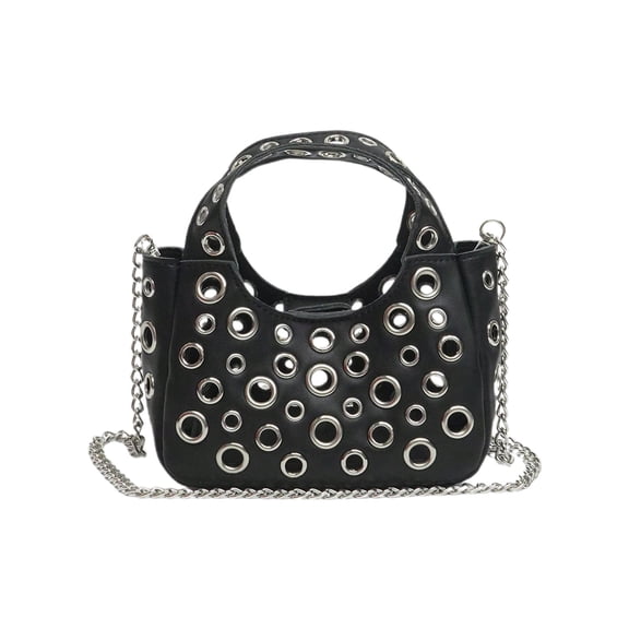 Studded Purses Black Shoulder Bag Purse For Women Handbag Soft Leather Fall Purse