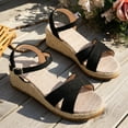 thumbnail image 6 of Dakaela Women's Wedge Sandals Platform Espadrilles Dressy Elasitc Ankle Strap High Heel Summer Shoes, 6 of 8