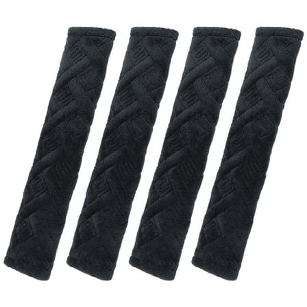 Unique Bargains 4 Pcs Plush Car Seat Belt Protector Shoulder Straps Black