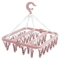 thumbnail image 2 of Underwear clothes hanger with 32 clips Foldable clothespin clothes horse Windproof hanger-Rosa, 2 of 5