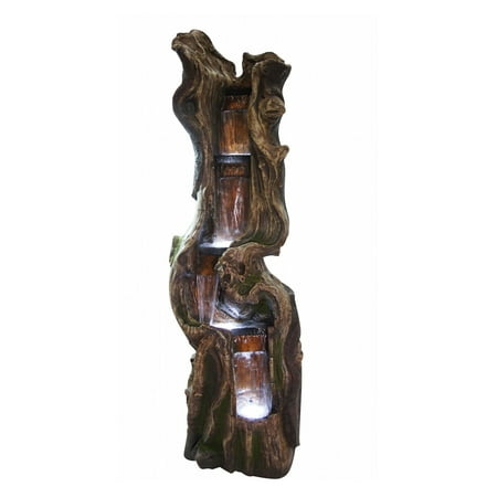 Alpine Corporation Tree Trunk Water Fountain with LED