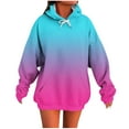 thumbnail image 2 of AGWOLF Cradient Hoodies for Women School Oversized Long SLeeve Sweatshirts Preppy Hooded Pullover, 2 of 5