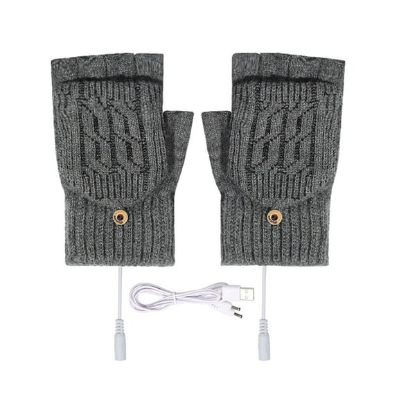 ATOYSOY Heated Gloves for Women Usb Rechargeable Heated Mittens Warm Heating Glove Fingerless Winter Work Gloves (Dark Gray,Free Size)